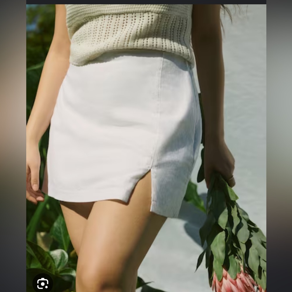 Abercrombie linen blend slit mini skort